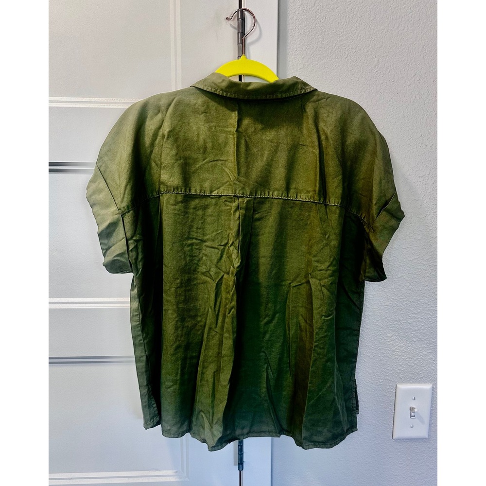Sanctuary So Cal Button Down Shirt Olive Green Utility Short Sleeve NWT Size L - Picture 8 of 8